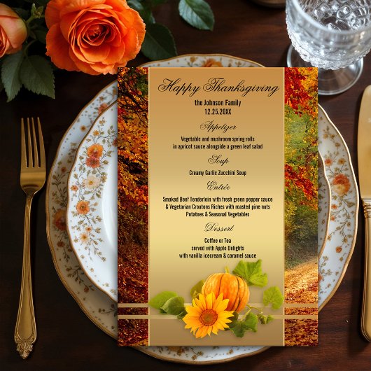 Menu de Thanksgiving Gold Fall