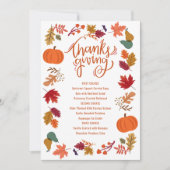 Menu de Thanksgiving imprimable d'automne (Devant)