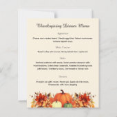 Menu de Thanksgiving Message de gratitude (Devant)