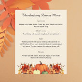 Menu de Thanksgiving Message de gratitude