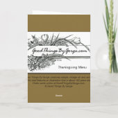 Menu de thanksgiving - style vintage - étrange (Dos)