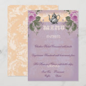 Menu de thé de mariage vintage GC (Devant / Derrière)