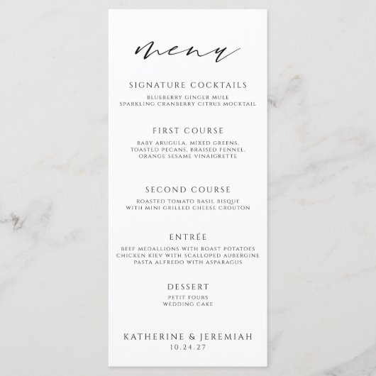 Menu de typographie de script moderne et élégant (Devant)