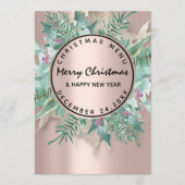 Menu de vacances de Noël hiver floral rose (Devant)