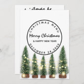 Menu de vacances de Noël hiver Light Green Whit (Devant / Derrière)