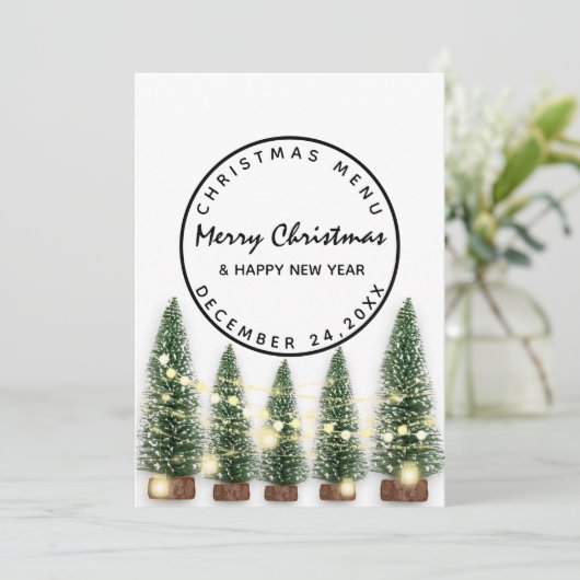 Menu de vacances de Noël hiver Light Green Whit (Debout devant)