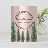 Menu de vacances de Noël hiver Rose Vert (Debout devant)