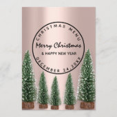 Menu de vacances de Noël hiver Rose Vert (Devant)