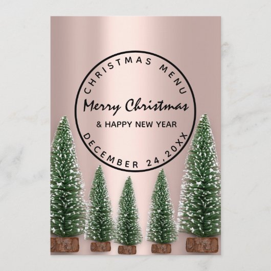 Menu de vacances de Noël hiver Rose Vert (Devant)