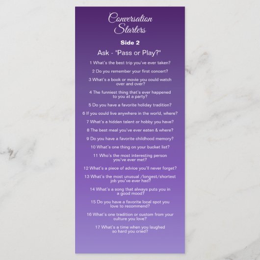 Menu Début De La Conversation - Casser Les Questions Su (Dos)