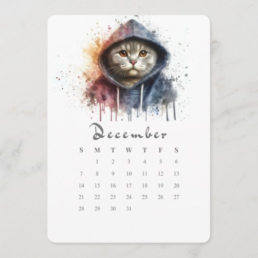 Menu Décembre Calendrier autonome Kitty Cat Splash Art (Devant)
