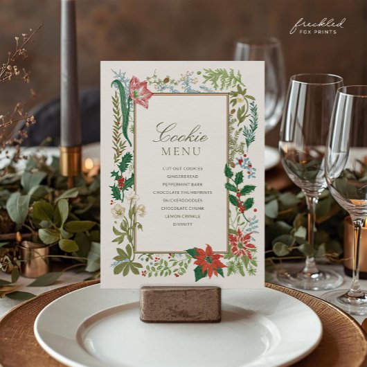 Menu d'échange de biscuits de Noël botanique vinta