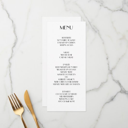 Menu Déco Minimal Pour Le Mariage (Devant/Arrière en situation)