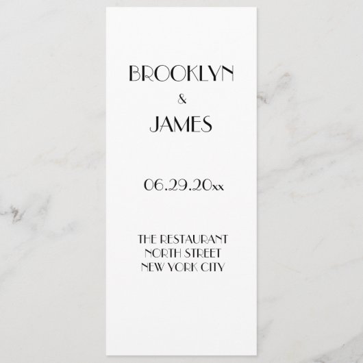 Menu Déco Minimal Pour Le Mariage (Dos)