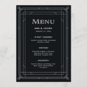 Menu Déco moderne | Élégant Mariage noir et blanc Onyx (Devant)