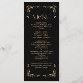Menu Déco moderne | Élégant Mariage noir et or (Devant)
