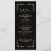 Menu Déco moderne | Élégant Mariage noir et or (Devant)