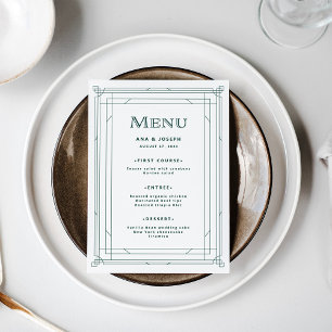 Menu Déco moderne   Mariage blanc et vert d'argent clai