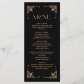 Menu Déco Moderne | Mariage Élégant Noir et Or (Devant)