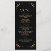 Menu Déco Moderne | Mariage Élégant Noir et Or (Devant)