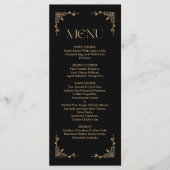 Menu Déco Moderne | Mariage Élégant Noir et Or (Devant)