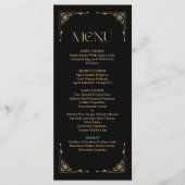 Menu Déco Moderne | Mariage Élégant Noir et Or (Devant)