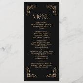 Menu Déco Moderne | Mariage Élégant Noir et Or (Devant)