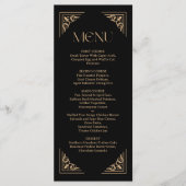 Menu Déco Moderne | Mariage Élégant Noir et Or (Devant)