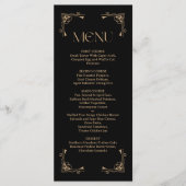 Menu Déco Moderne | Mariage Élégant Noir et Or (Devant)