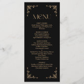 Menu Déco Moderne | Mariage Élégant Noir et Or (Devant)