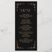Menu Déco Moderne | Mariage Élégant Noir et Or (Devant)