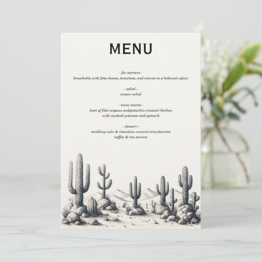 Menu Décontracté Mariage Cactus (Debout devant)