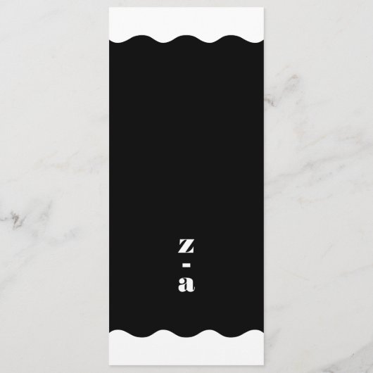 Menu Décor moderne Gras Blanc Noir Mariage (Dos)