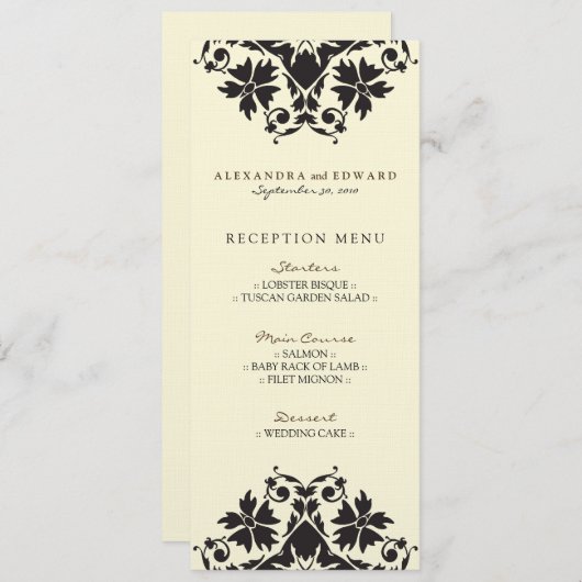 Menu Décoratif De Mariage De Mariage De Cachet (No (Devant / Derrière)