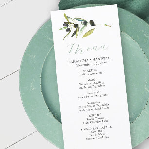 Menu Décoration de mariage à l'aquarelle rustique avec