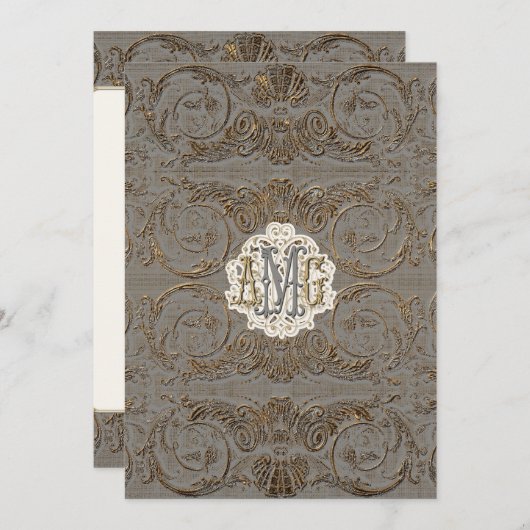 Menu Décoré d'un monogramme fait sur commande baroque (Devant / Derrière)