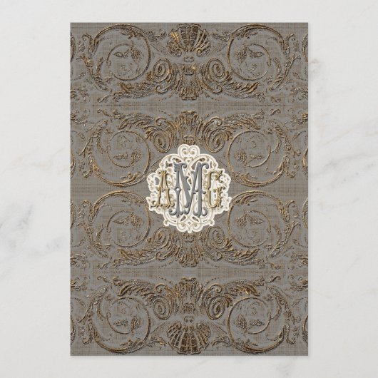 Menu Décoré d'un monogramme fait sur commande baroque (Devant)