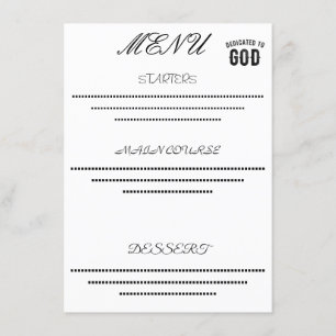 MENU DÉDIÉ À DIEU COOL PERSONNALISABLE NOIR TEXTE