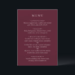 Menu Deep Burgundy Elegant Classic Wedding<br><div class="desc">Classic style wedding menu featuring a simple yet elegant design in a deep burgundy color that is perfect for a fall wedding or a winter / Christmas wedding.  Use the template to add a photo or remove it in the design editing tool.</div>