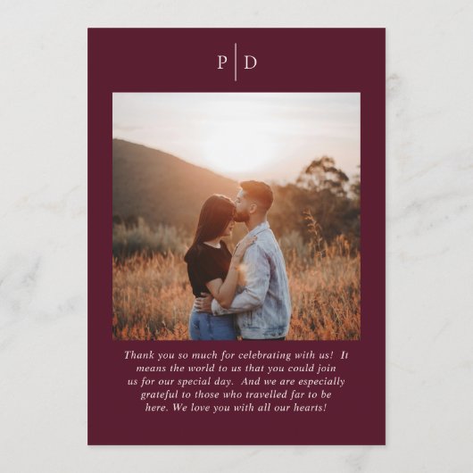 Menu Deep Burgundy Elegant Classic Wedding (Dos)