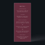 Menu Deep Burgundy Elegant Classic Wedding<br><div class="desc">Classic style wedding menu featuring a simple yet elegant design in a deep burgundy color that is perfect for a fall wedding or a winter / Christmas wedding.  Use the template to add a photo or remove it in the design editing tool.</div>