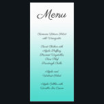 Menu Dégradé Turquoise minimaliste<br><div class="desc">Créez votre propre menu minimaliste mariage blanc à bleu turquoise clair. Customisez le texte au besoin. Modifiez le style, la taille ou la couleur de la police.</div>