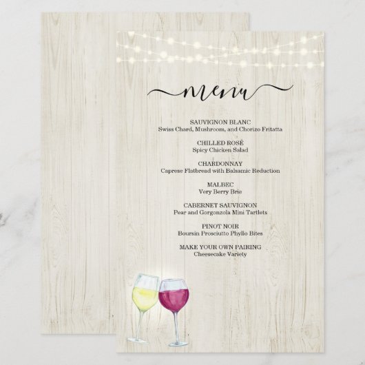 Menu Dégustation (Devant / Derrière)