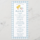 Menu Déjeuner de Pâques au gingham bleu avec poussin et (Devant)