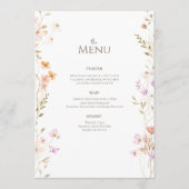 Menu Délicat Mariage floral aquarelle (Devant)