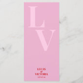 Menu Délicat mariage rose et rouge (Dos)