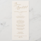 Menu Delicate Gold Calligraphy Cream Buon Appetito (Devant)