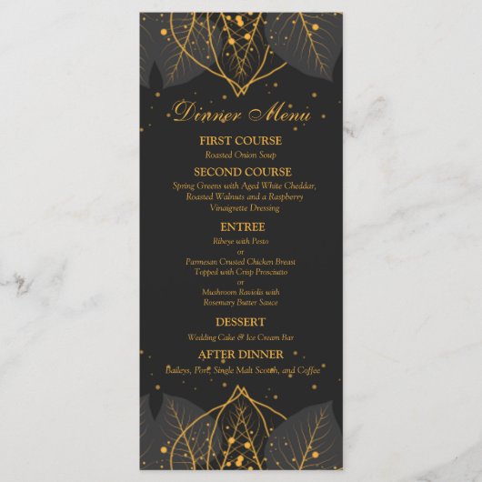 Menu Delicate Gold Leaves Wedding (Voorkant)
