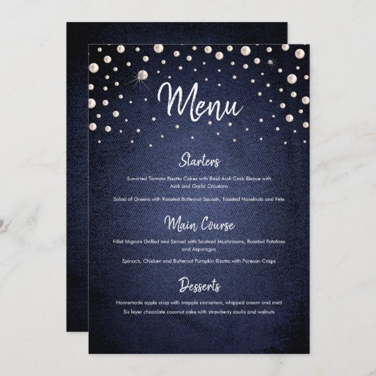 Menu Denim and Pearls (Devant / Derrière)