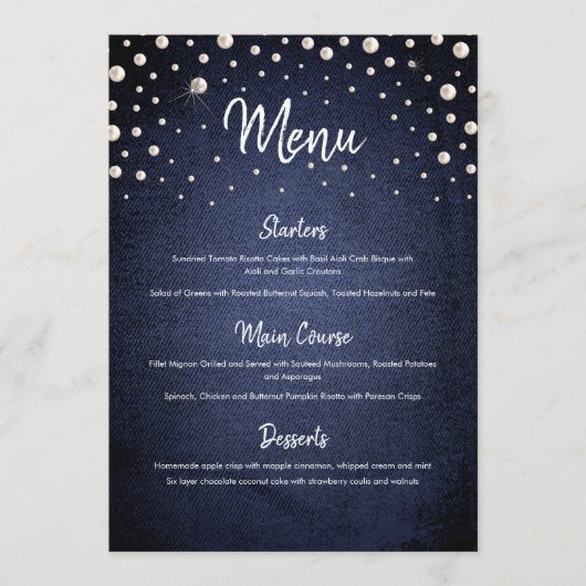 Menu Denim and Pearls (Devant)